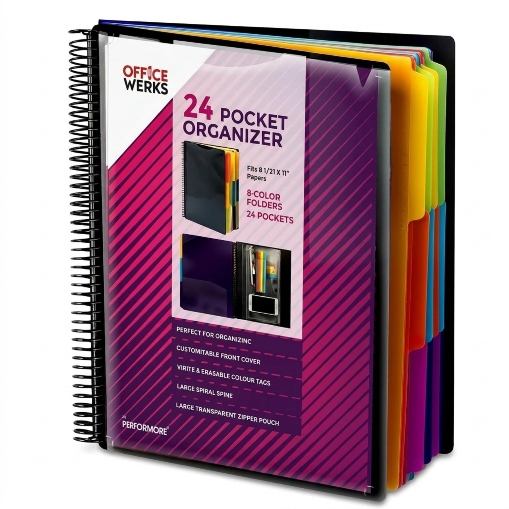 Amazon.com : 24 Pocket Spiral Project Organizer with 12 Dividers